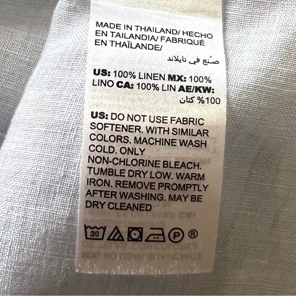 Chico’s No Iron Linen Blue Long Tab Sleeve Button Front Shirt Women’s Medium - Picture 9 of 11